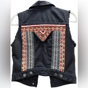 H&M x Coachella Embellished Boho Native Denim Vest Size 6